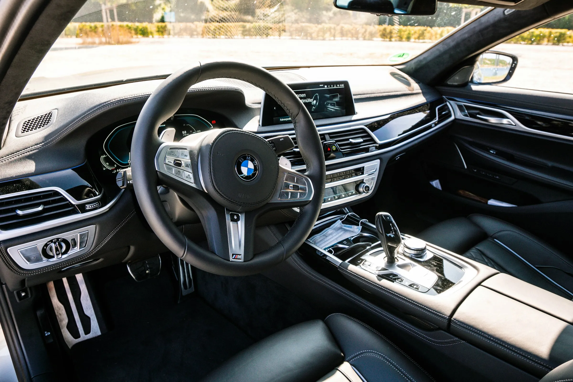 Spotless black leather BMW interior after a steam clean